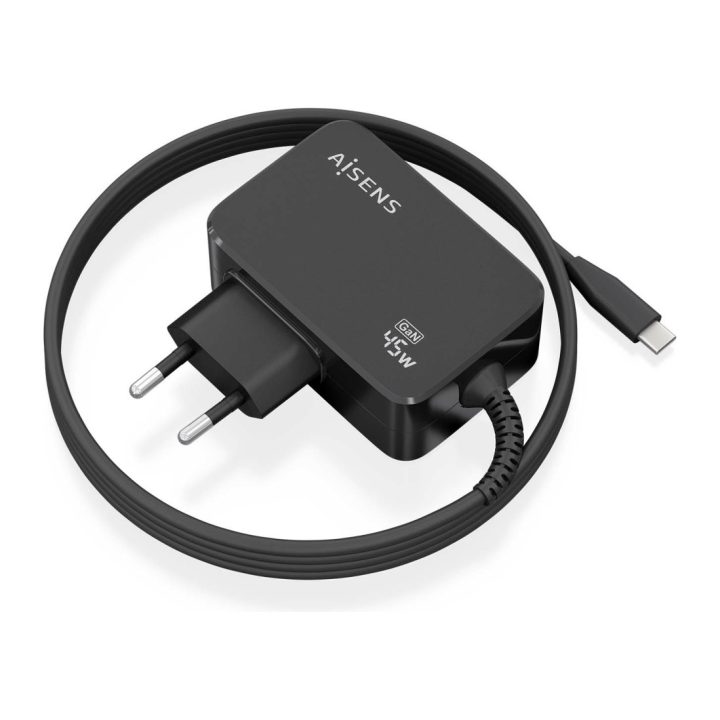 AISENS Carregador GaN 45W PD3.0 1xUSB-C 1.8m, Preto