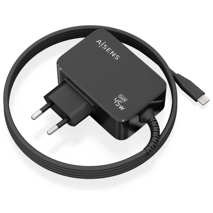 AISENS GaN Charger 45W PD3.0 1xUSB-C 1.8m, Black