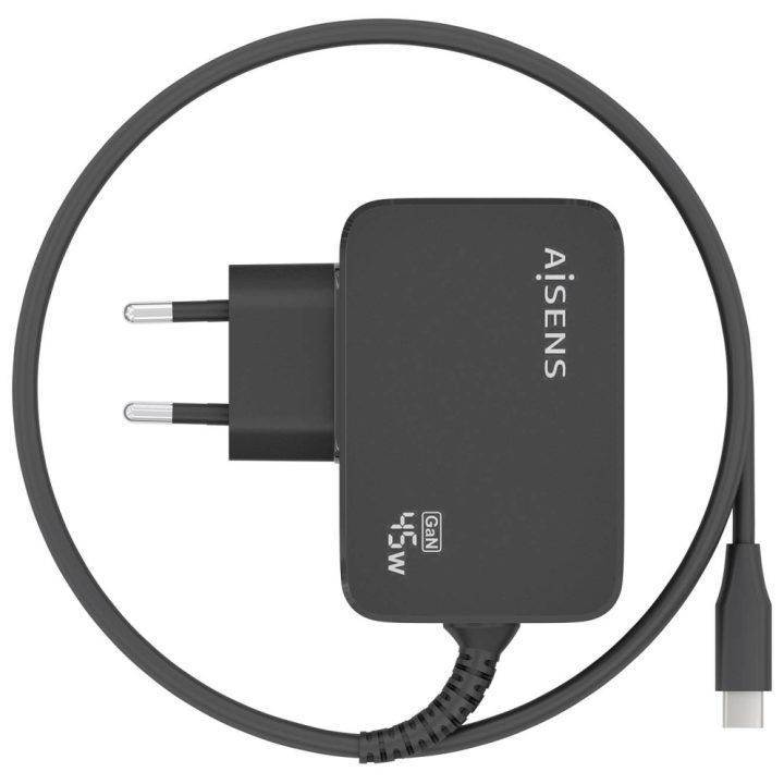 AISENS GaN Charger 45W PD3.0 1xUSB-C 1.8m, Black
