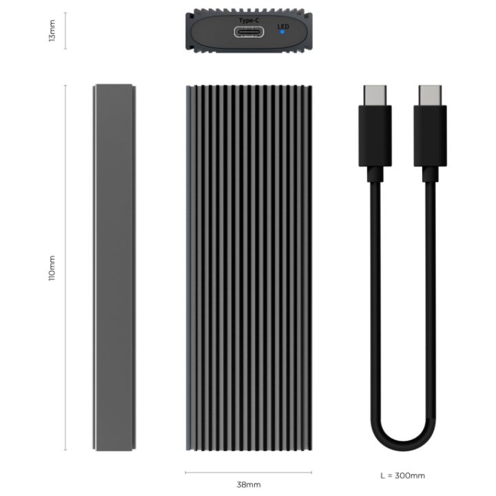 AISENS Caixa Externa M.2 (NGFF) ASM2-023GR NVMe A USB3.2 Gen2…