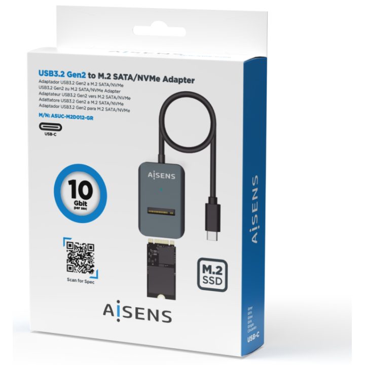 AISENS USB-C Dock M.2 (NGFF) ASUC-M2D012-GR SATA/NVMe A USB3.1 Gen2…