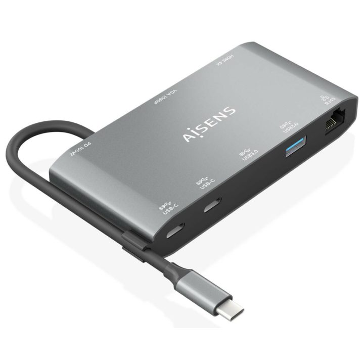 AISENS Dock USB-C 8 em 1, USB-C para 1xHDMI, 1xVGA, 1xRJ45, 2xUSB-A…