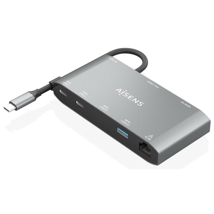 AISENS Dock USB-C 8 em 1, USB-C para 1xHDMI, 1xVGA, 1xRJ45, 2xUSB-A…