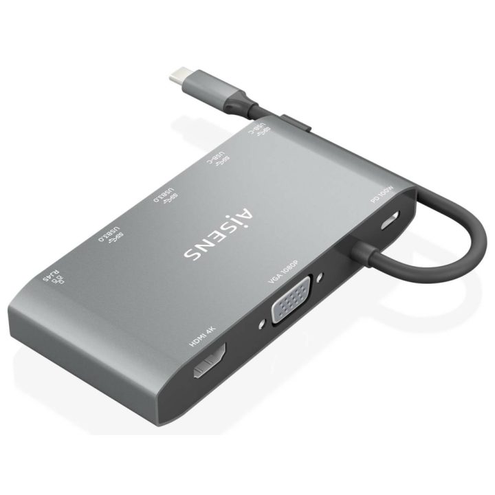 AISENS Dock USB-C 8 em 1, USB-C para 1xHDMI, 1xVGA, 1xRJ45, 2xUSB-A…