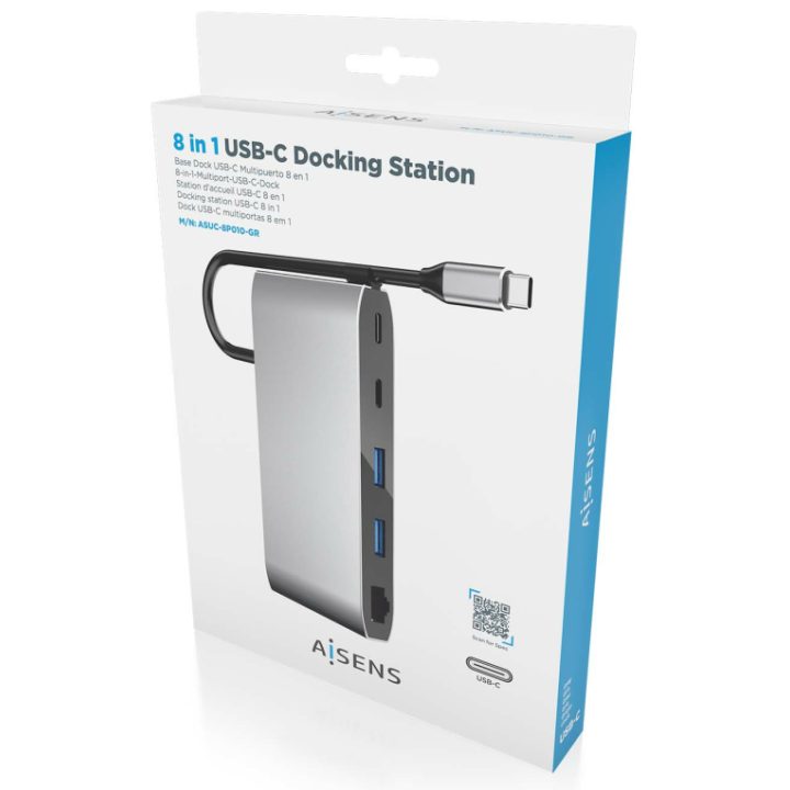AISENS Dock USB-C 8 em 1, USB-C para 1xHDMI, 1xVGA, 1xRJ45, 2xUSB-A…