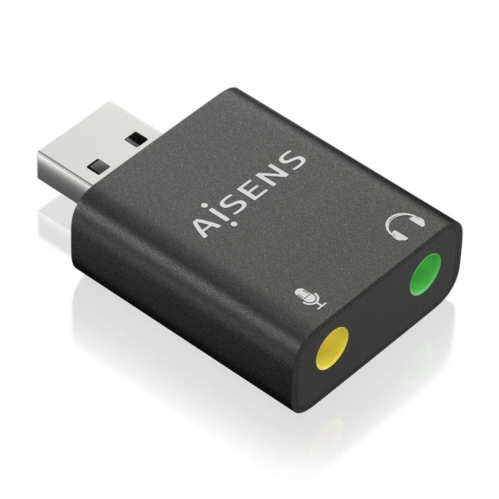 AISENS USB-A to Audio Converter 48KHz, USB-A/M-2xJack 3.5/H, Black
