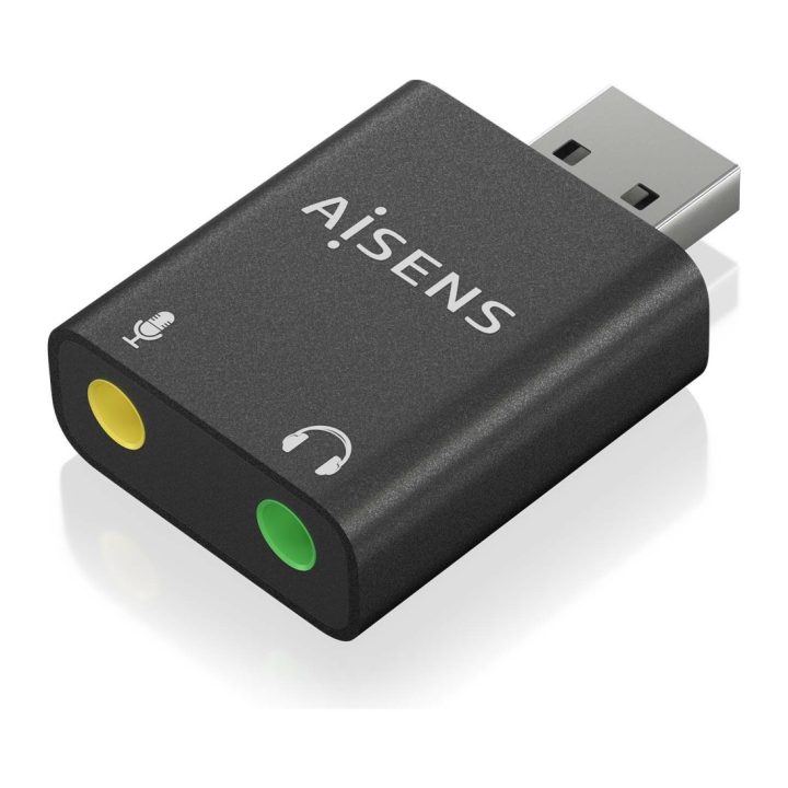 AISENS USB-A to Audio Converter 48KHz, USB-A/M-2xJack 3.5/H, Black
