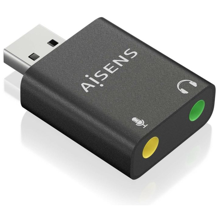 AISENS USB-A to Audio Converter 48KHz, USB-A/M-2xJack 3.5/H, Black