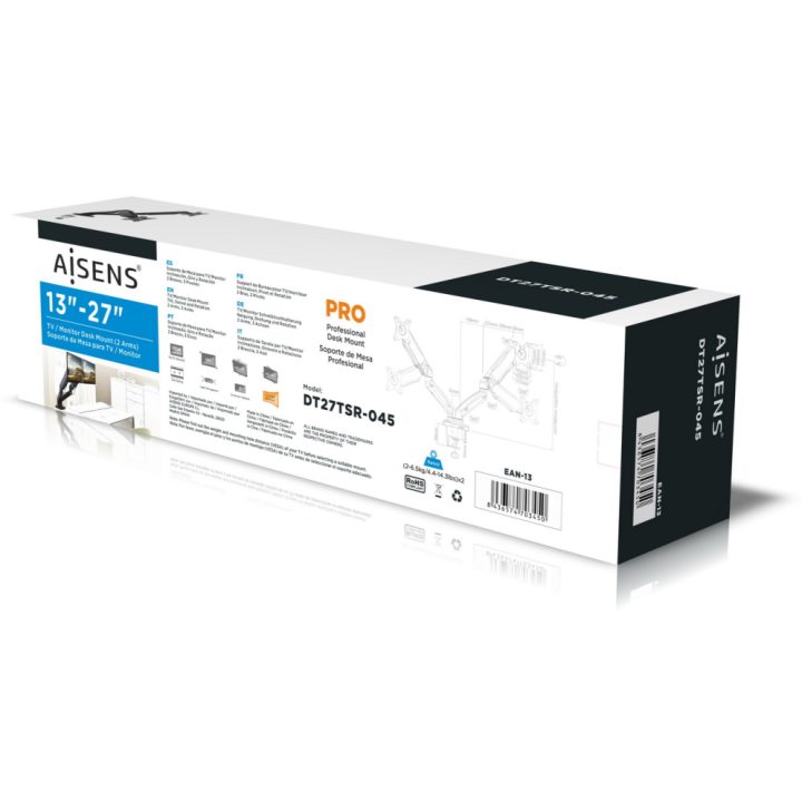 AISENS DT27TSR-045 suporte para monitor 32" Mesa Preto