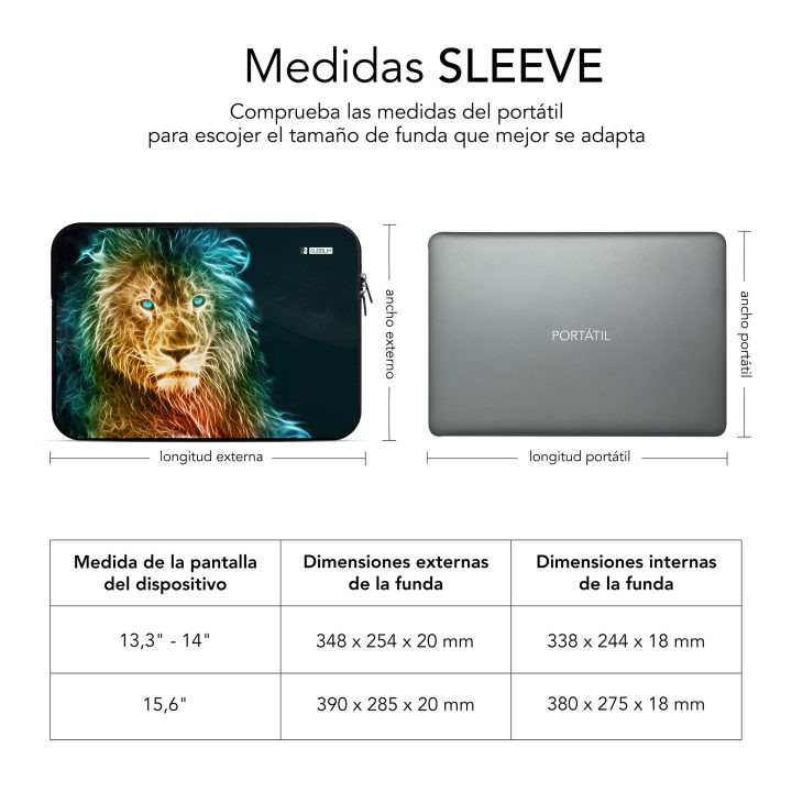 Capa Subblim trendy sleeve para portátil 15,6 polegadas neo leon…
