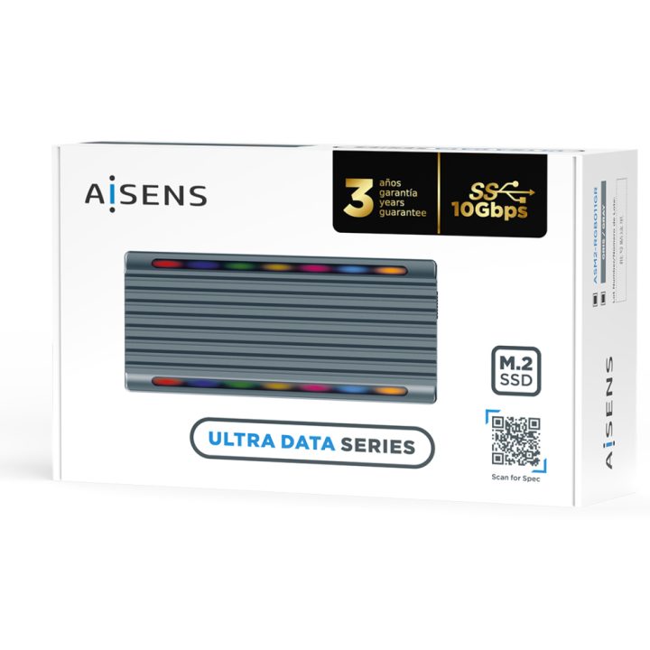 AISENS Caixa Externa M.2 RGB Gaming ASM2-RGB011GR SATA/NVMe A USB3.1…
