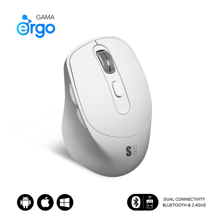Subblim curve ergo dual wireless mouse white (SUBMO-EDCON02)