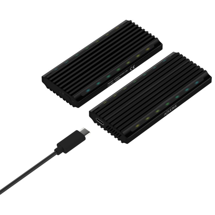 AISENS M.2 RGB Gaming External Enclosure ASM2-RGB012B SATA/NVMe A…