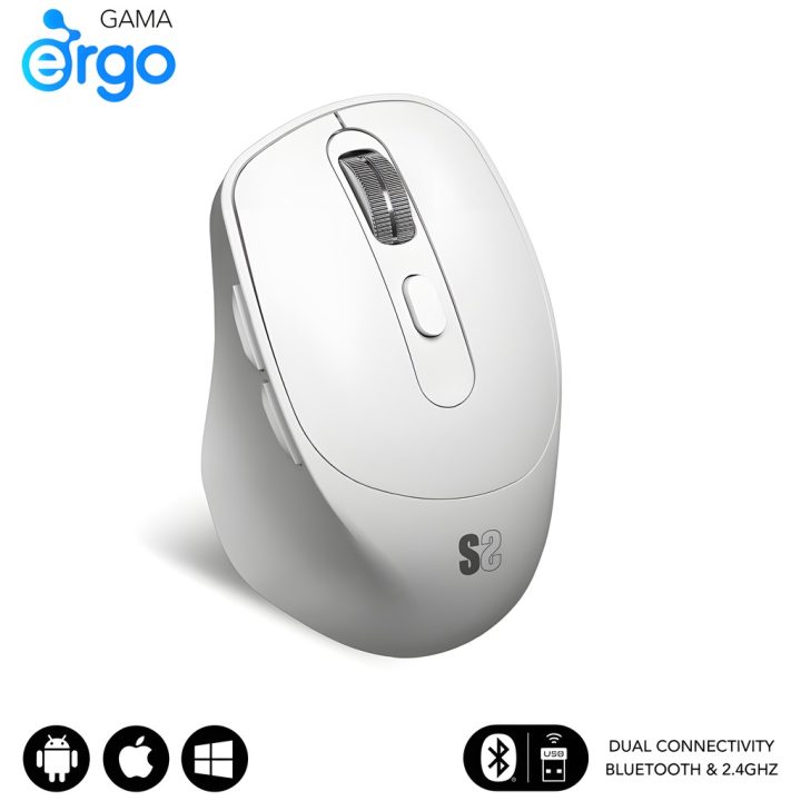 Rato sem fios Subblim curve ergo dual branco (SUBMO-EDCON02)