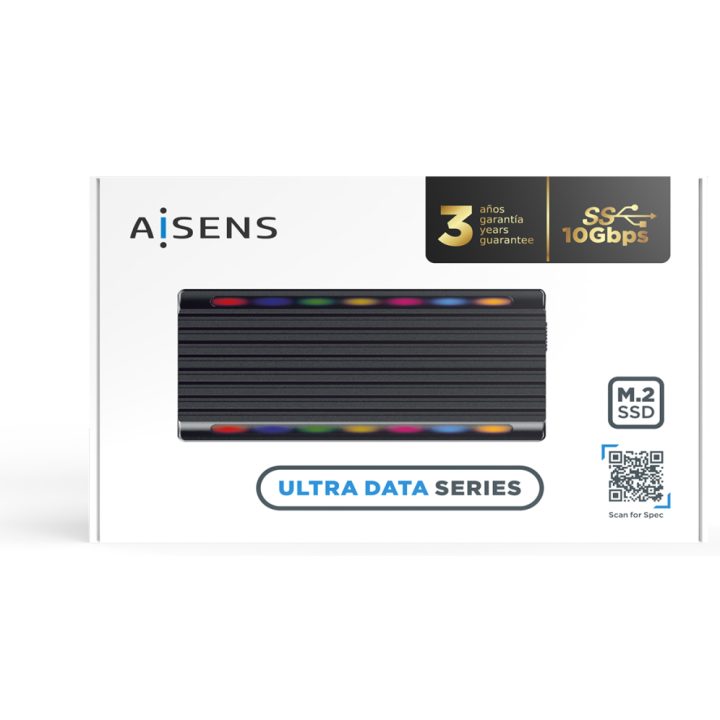 AISENS M.2 RGB Gaming External Enclosure ASM2-RGB012B SATA/NVMe A…