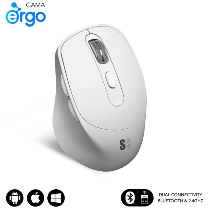 Subblim curve ergo dual wireless mouse white (SUBMO-EDCON02)