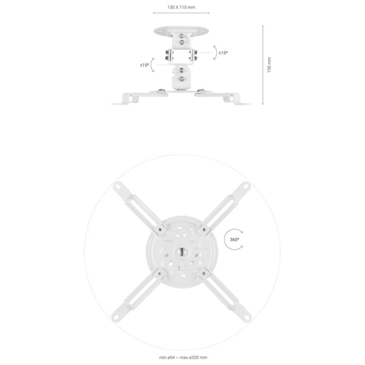 AISENS Soporte Universal Giratorio, Inclinable de Techo para…