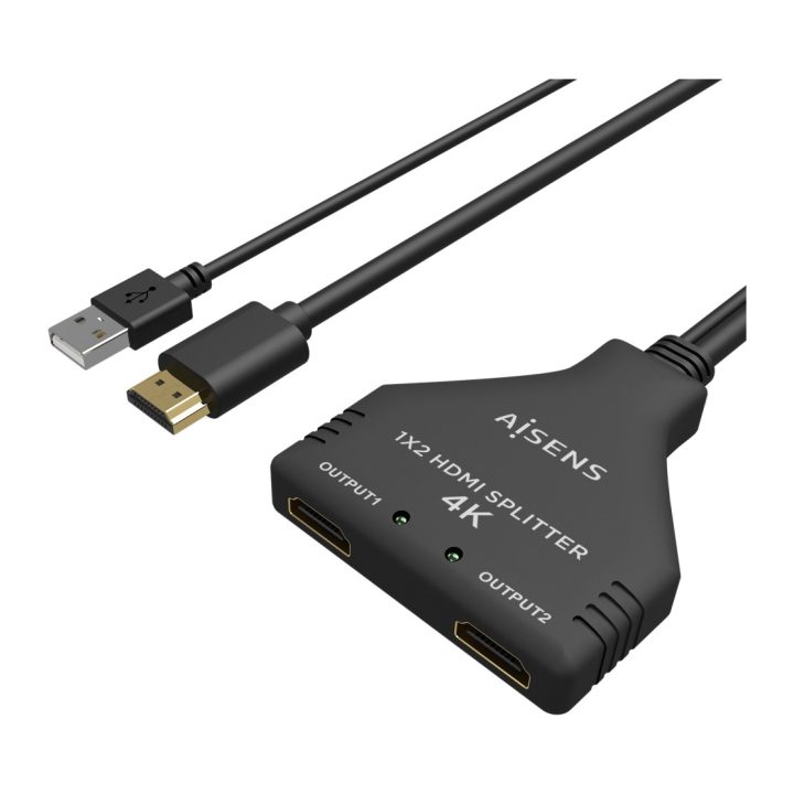 AISENS HDMI Splitter 4K@30HZ 1×2 with USB Power and Cable, Black, 30…