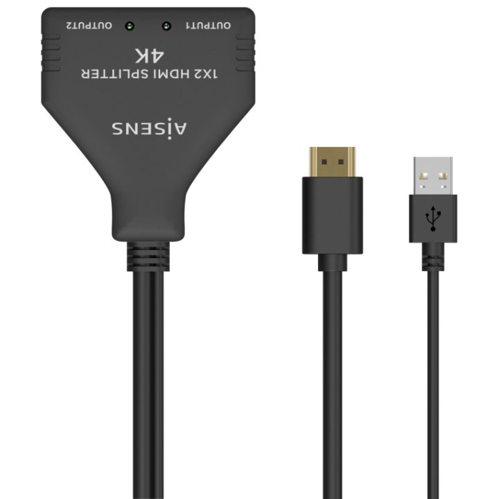 Duplicador HDMI AISENS 4K@30HZ 1×2 com Alimentação USB e Cabo, Preto…