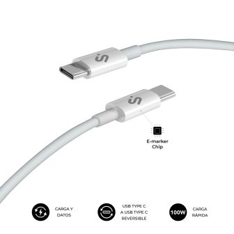 Subblim cable plus 100W c-c 2m white (SUBCAB-C10011)