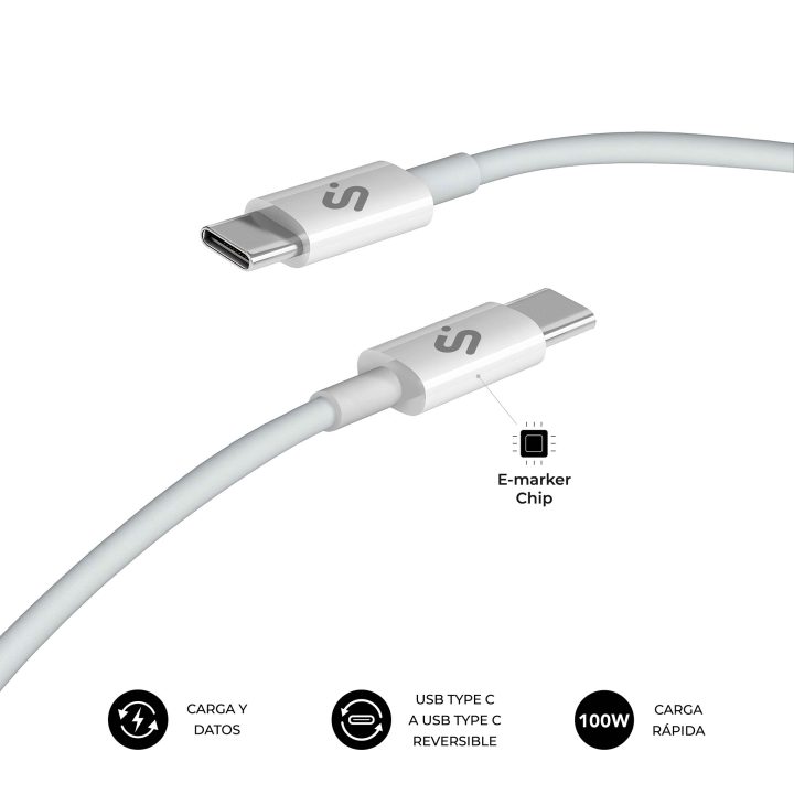 Subblim cable plus 100W c-c 2m white (SUBCAB-C10011)