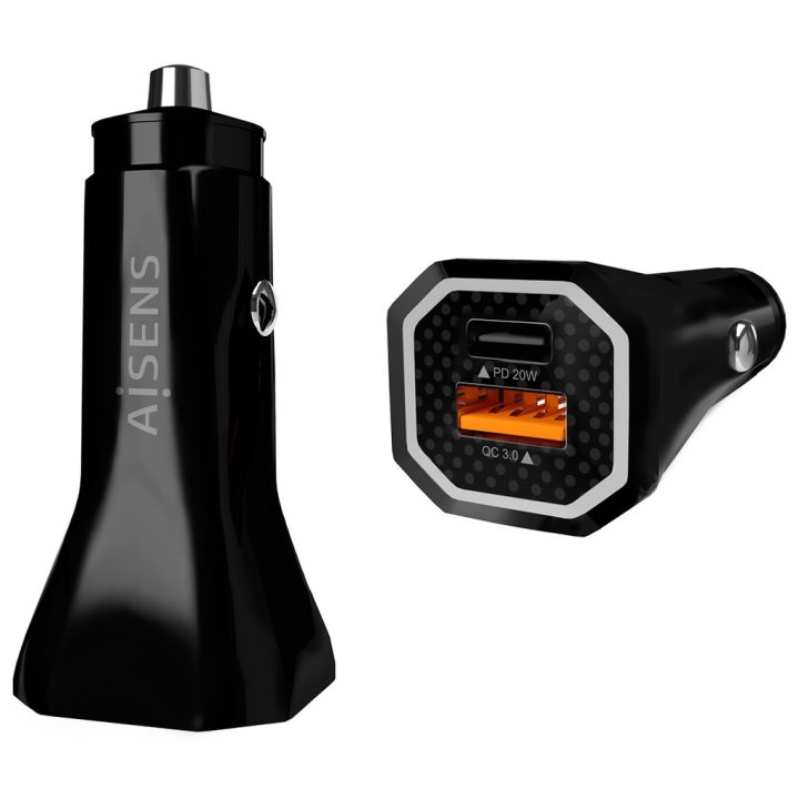 Carregador de Carro AISENS 38W, 1XUSB-C PD3.0 20W, 1XUSB-A QC3.0 18W…