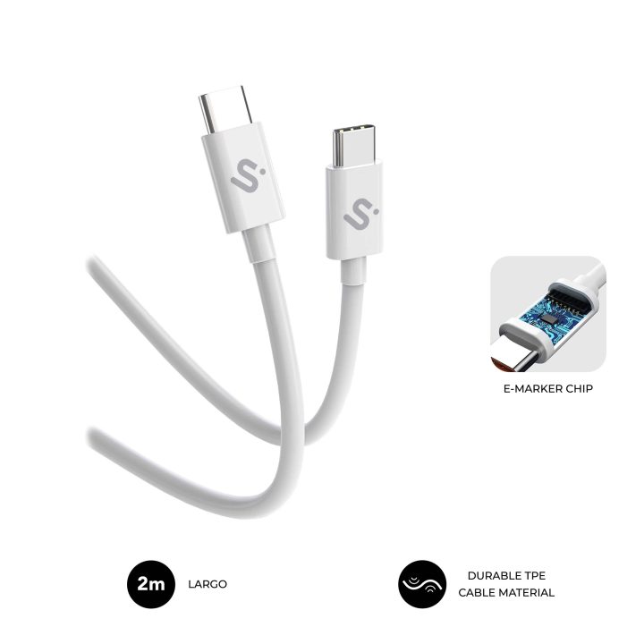 Subblim cable plus 100W c-c 2m white (SUBCAB-C10011)