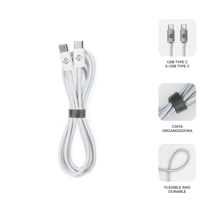 Subblim cable plus 100W c-c 2m white (SUBCAB-C10011)