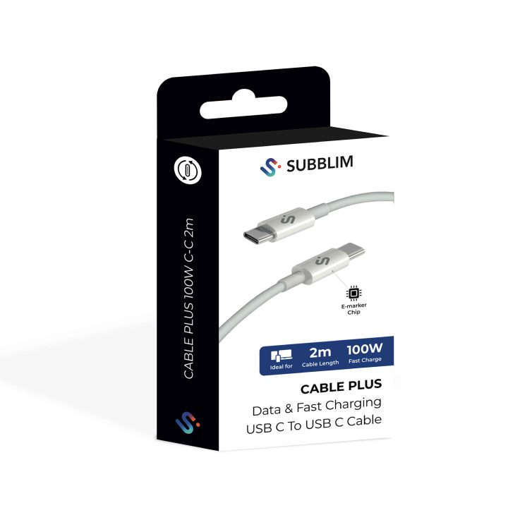 Cabo Subblim cable plus 100W c-c 2m branco (SUBCAB-C10011)