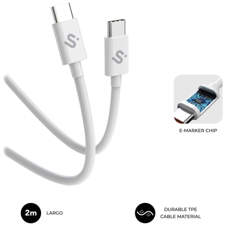 Cabo Subblim cable plus 100W c-c 2m branco (SUBCAB-C10011)