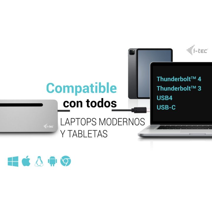 i-tec USB-C Metal Ergonomic 3x 4K Display Docking Station + Power…