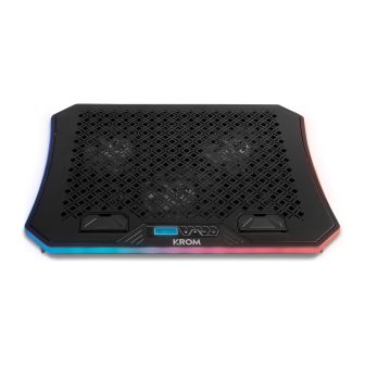 Krom laptop cooling pad up to 19". smartphone stand. 2 x USB hub. RGB…