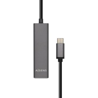 Hub AISENS USB 3.1 USB-C, USB-C/M - 4 x Tipo A/H, Cinzento, 15 cm