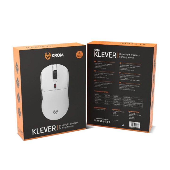Krom rato gaming Klever ultraleve 1200DPI 6 botões branco…