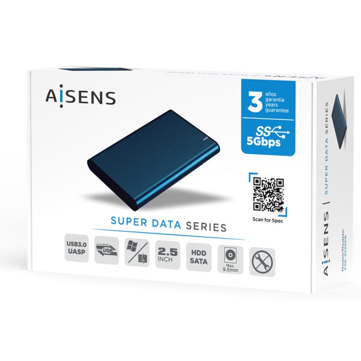 AISENS Caixa Externa 2.5" ASE-2525PB 9,5 mm SATA A USB 3.0/USB 3.1…
