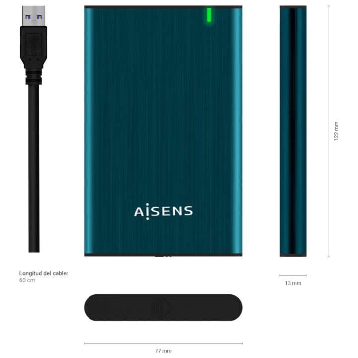 AISENS Caja Externa 2.5" ASE-2525PB 9.5 mm SATA A USB 3.0/USB 3.1…
