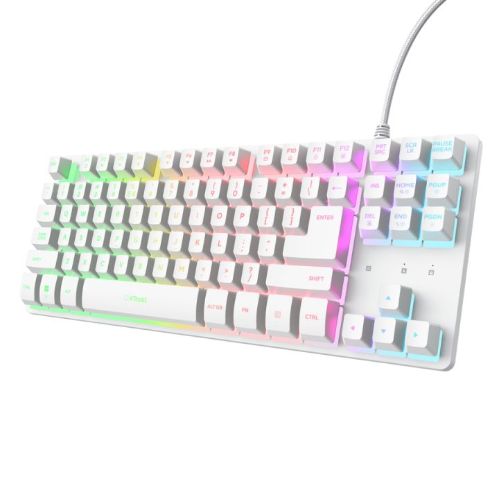 Trust GXT 833W Thado TKL Teclado de Jogo USB QWERTY Espanhol Branco