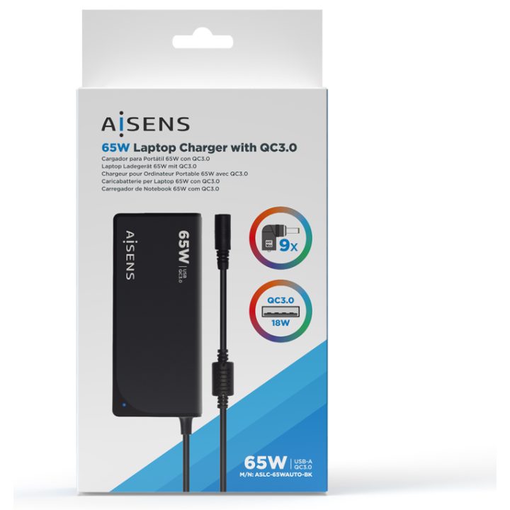 AISENS 65 W Automatic Universal Multi-Voltage Laptop Charger with 9…