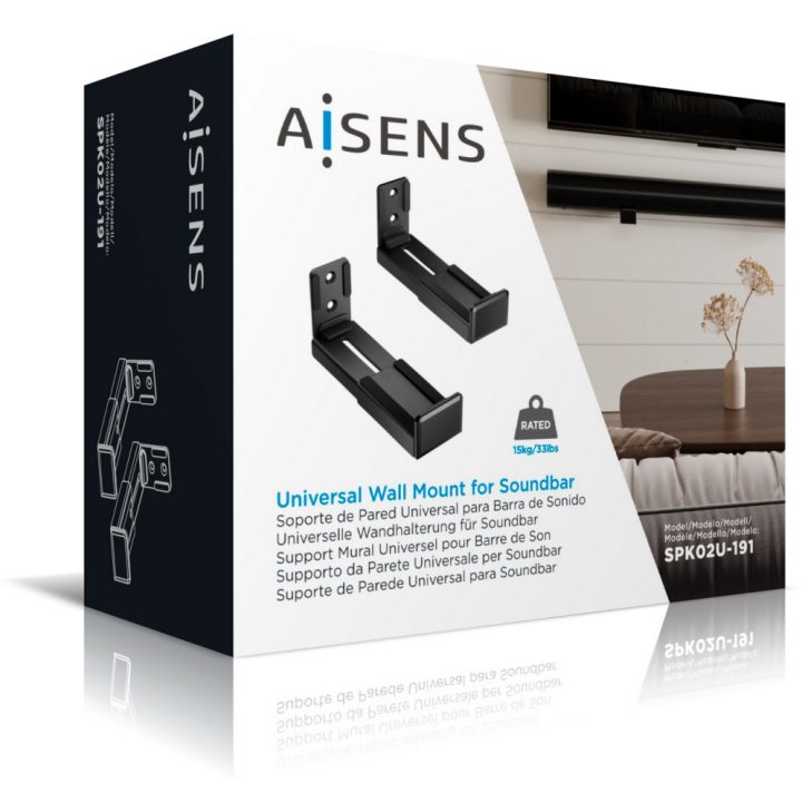 AISENS Universal Wall Mount for Soundbar, Black