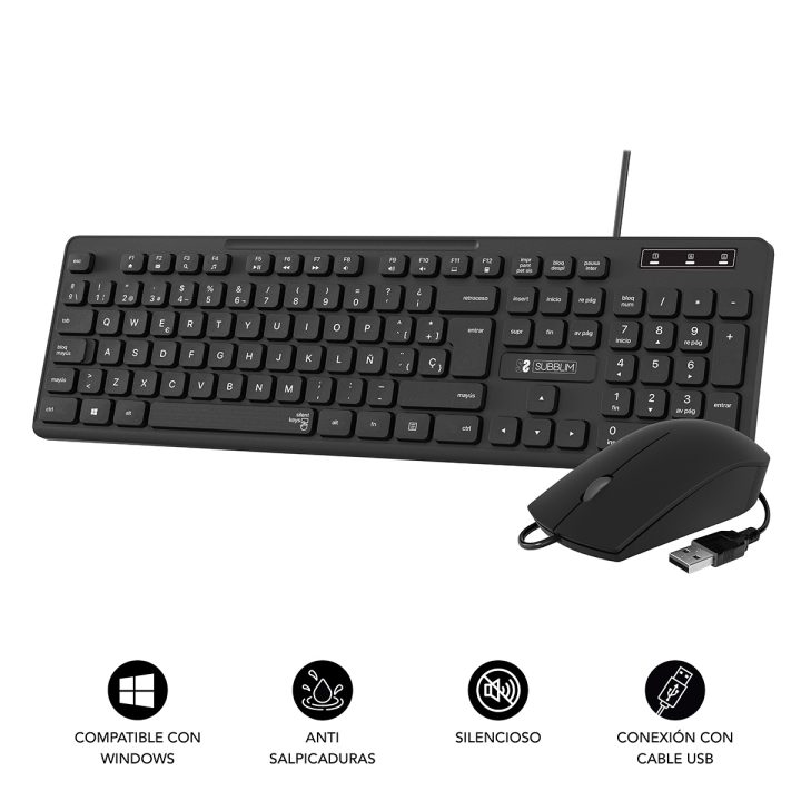 Subblim Ergonomic Keyboard and Mouse Combo Business Slim Silent Wired…
