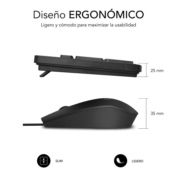 Subblim Ergonomic Keyboard and Mouse Combo Business Slim Silent Wired…