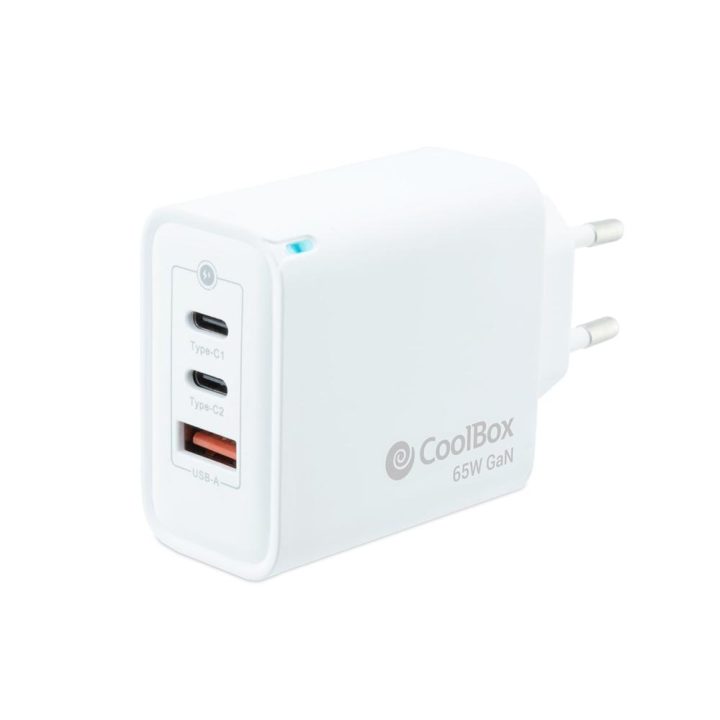 CoolBox CARREGADOR GAN 65W USB-C/USB-C/USB-A PAREDE