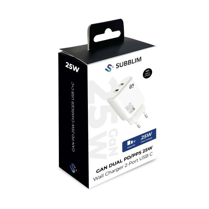 Carregador GaN 25W USB-C+c Subblim (SUBCHG-6G2520)