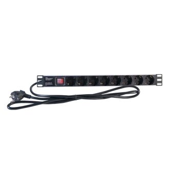 2LAN 19" Power Strip 8 Schuko Outlets with Switch (REG8SCHINT)