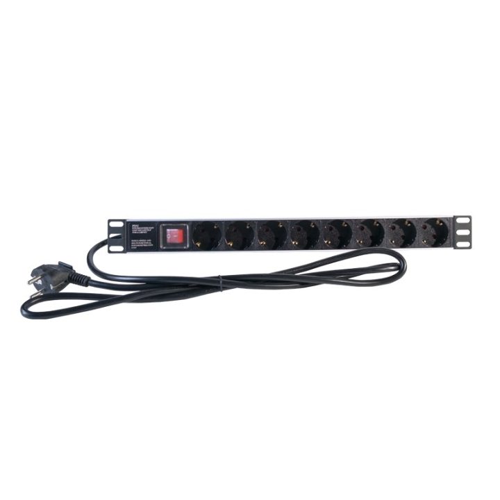2LAN 19" Power Strip 8 Schuko Outlets with Switch (REG8SCHINT)