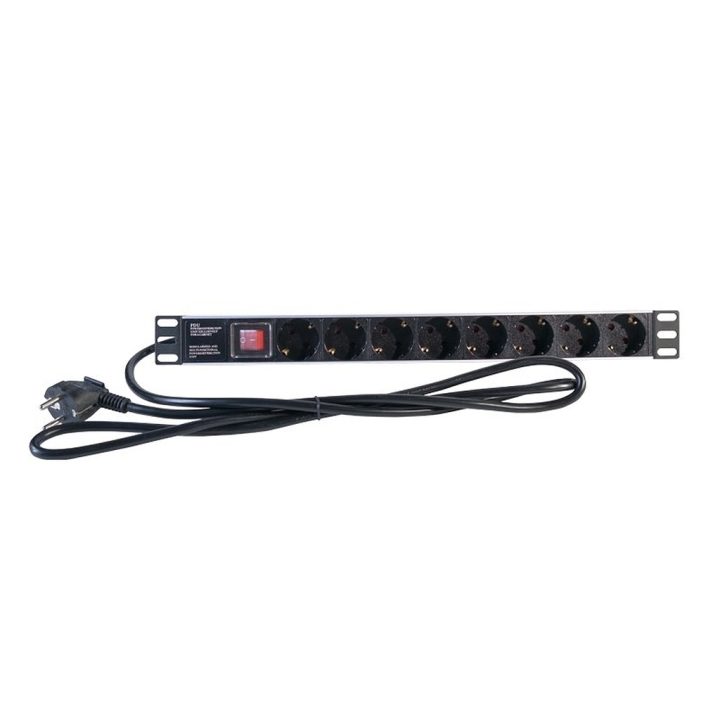 Regleta 2LAN 19" 8 Schukos com Interruptor (REG8SCHINT)