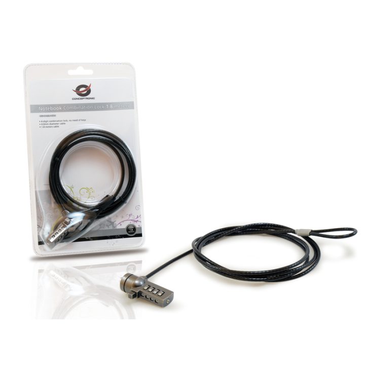 Conceptronic CNBCOMLOCK18 cable antirrobo Negro 1,8 m