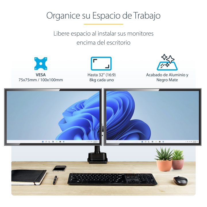 StarTech.com Braço de Secretária para Dois Ecrãs - Braço Articulado…