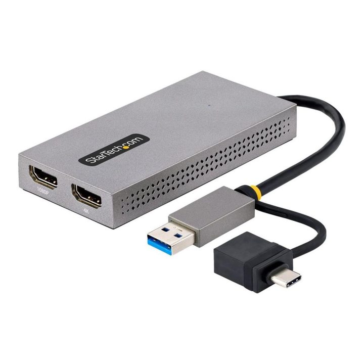 StarTech.com Adaptador de USB a HDMI Duplo, USB A/C para 2 Ecrãs HDMI…