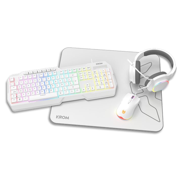 Krom KENTA PC Combo Gaming 4 en 1 RGB Blanco (NXKROMKENTASPWH)
